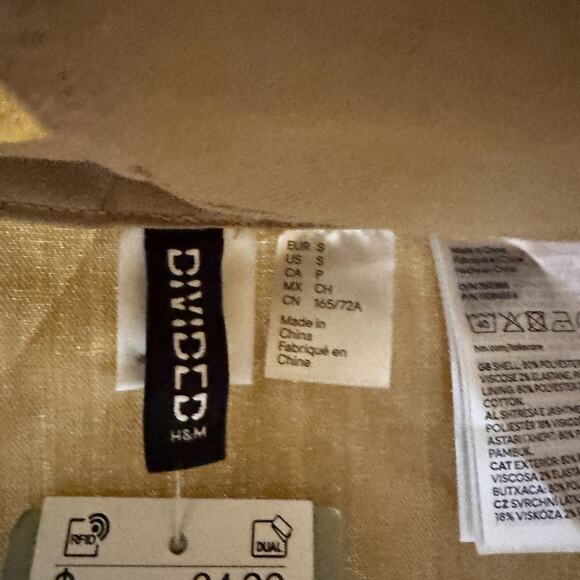 H&M Divided Skirt Women Size Small Tan Linen Mini Pockets Business Preppy - Picture 3 of 10